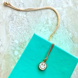 White Smiley Face Necklace with Gold Chain